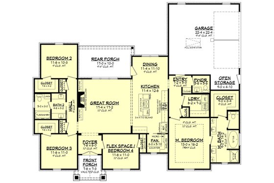 Floor Plan - Main Floor for Traditional House Plan #430-286 - 4 bed, 2.5 bath