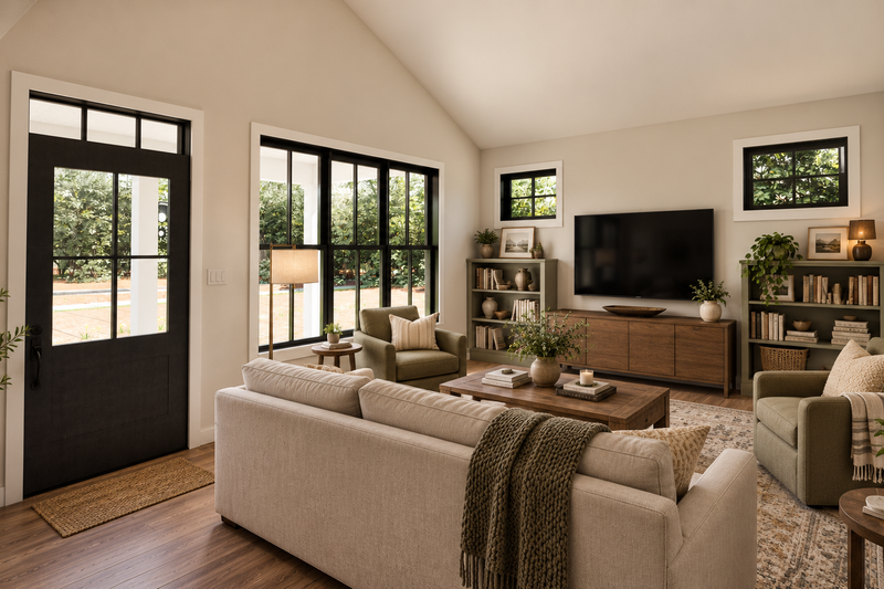 Home Plan - Interior - Family Room for Farmhouse House Plan #48-1234 - 3 bed, 2 bath
