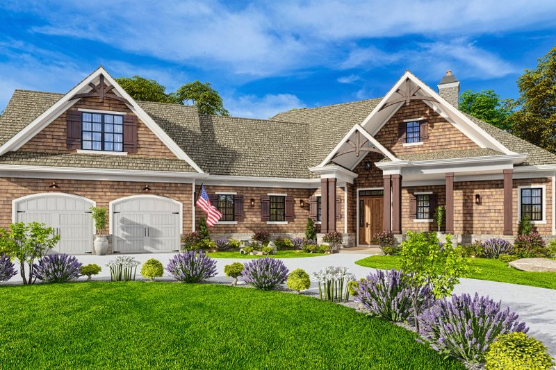 House Blueprint - Exterior - Front Elevation 3 for Craftsman House Plan #54-408 - 3 bed, 2 bath