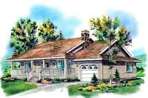 Cottage Exterior - Front Elevation Plan #18-335