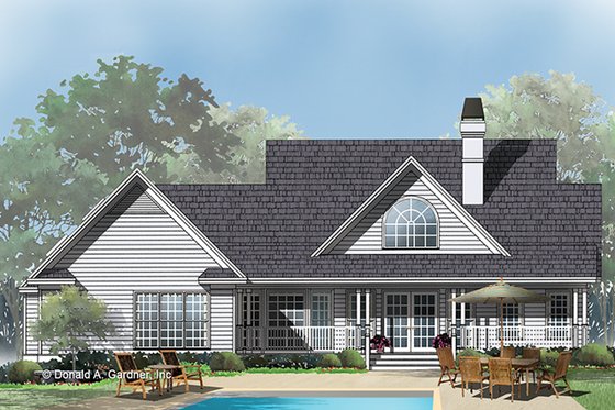 Exterior - Rear Elevation for Country House Plan #929-344 - 3 bed, 2 bath