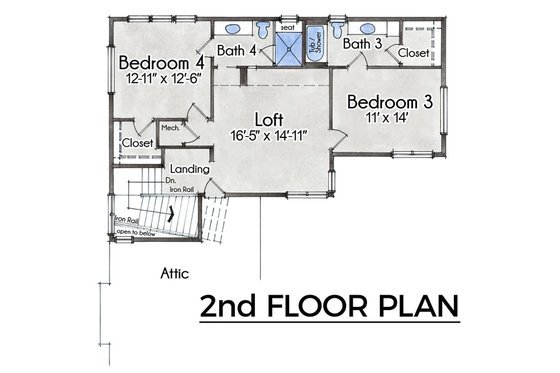 Floor Plan - Upper Floor for Farmhouse House Plan #935-21 - 4 bed, 4 bath