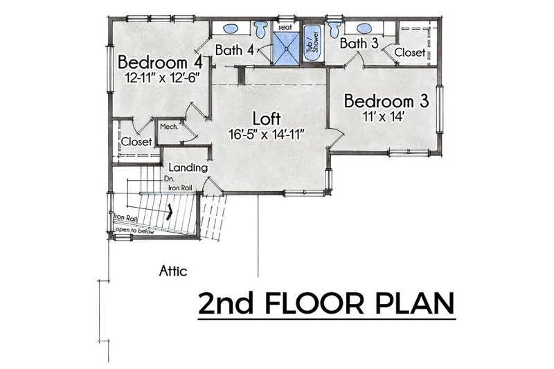 House Blueprint - Floor Plan - Upper Floor for Farmhouse House Plan #935-21 - 4 bed, 4 bath