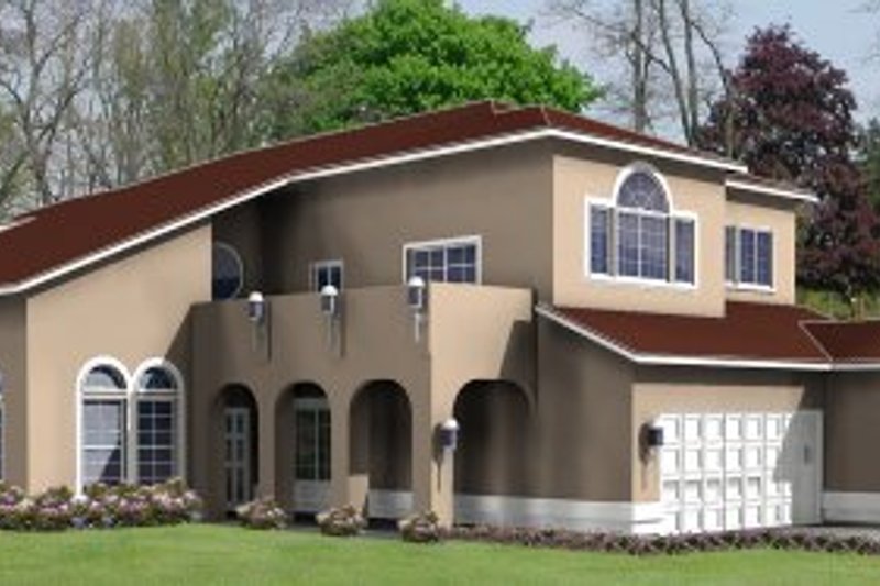 Adobe / Southwestern Style House Plan - 5 Beds 4 Baths 3656 Sq/Ft Plan #1-858