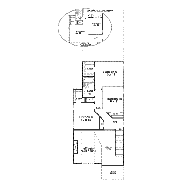 Southern Floor Plan - Upper Floor Plan #81-137