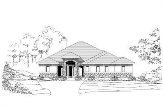 Exterior - Front Elevation for European House Plan #411-732 - 3 bed, 3.5 bath