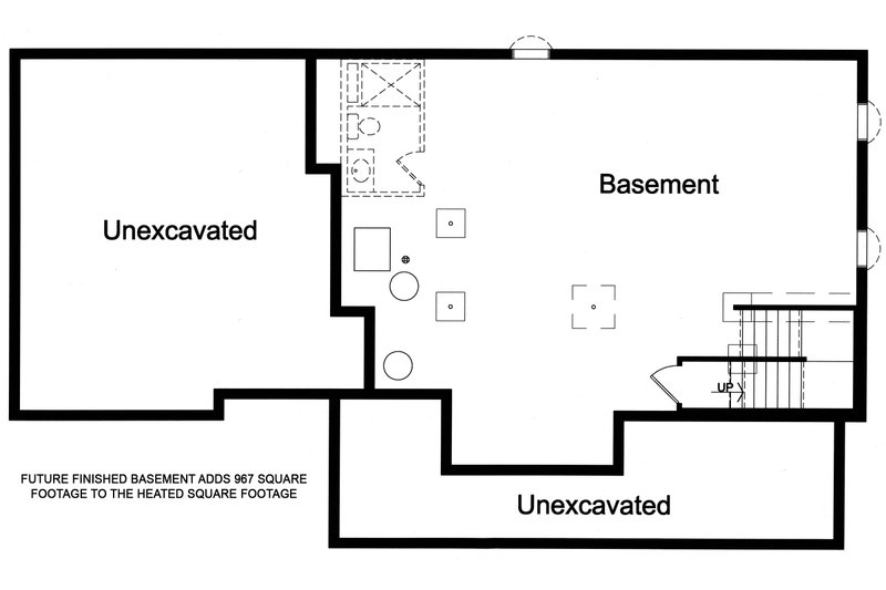 House Blueprint - Floor Plan - Lower Floor for Traditional House Plan #46-496 - 4 bed, 2.5 bath