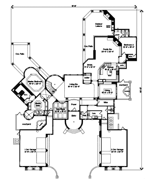 Mediterranean Floor Plan - Main Floor Plan #135-202