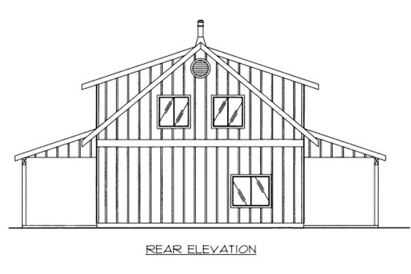 Architectural House Design - Exterior - Rear Elevation for Bungalow House Plan #117-734 - 2 bed, 2 bath