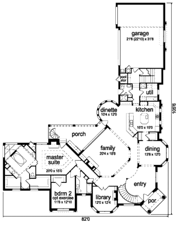 Architectural House Design - European Floor Plan - Main Floor Plan #84-434