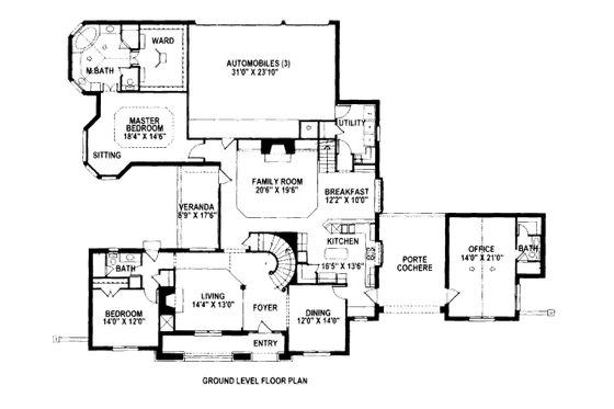 Floor Plan - Main Floor for European House Plan #141-343 - 5 bed, 5 bath