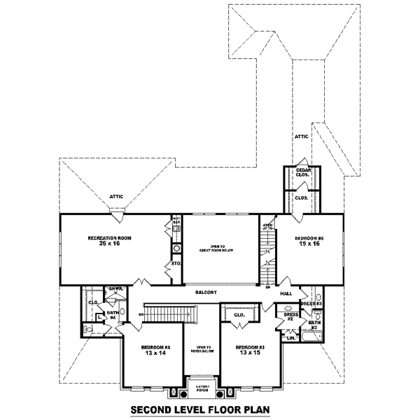 Colonial Floor Plan - Upper Floor Plan #81-1643
