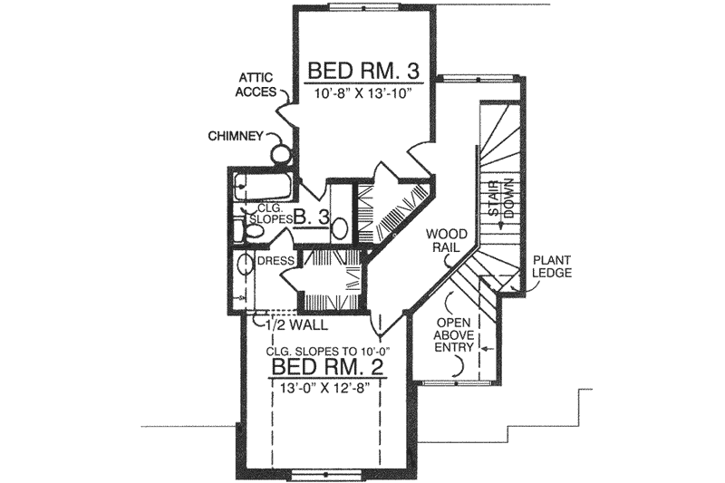 Home Plan - Floor Plan - Upper Floor for European House Plan #40-144 - 3 bed, 2.5 bath