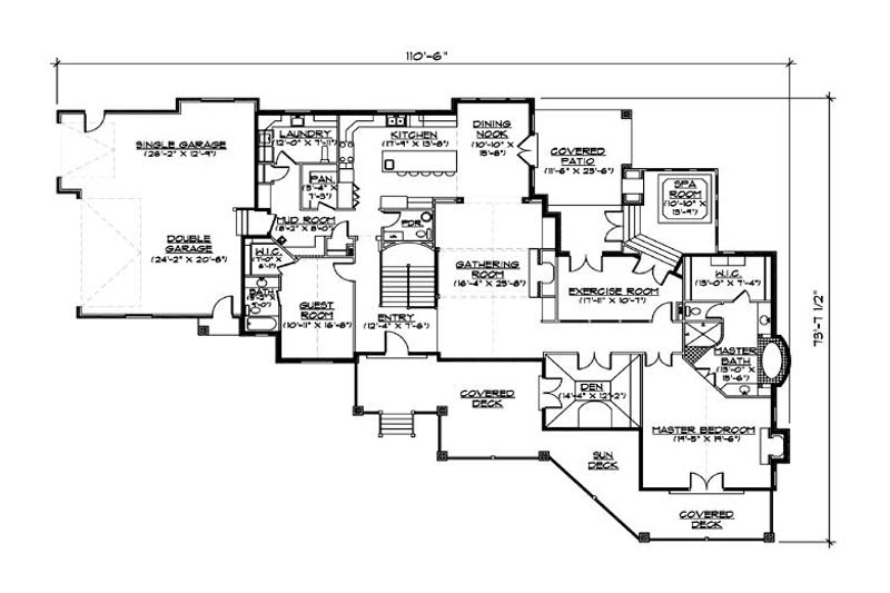 Home Plan - Floor Plan - Main Floor for Traditional House Plan #5-331 - 5 bed, 4 bath