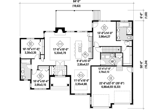 Floor Plan - Main Floor for Ranch House Plan #25-4456 - 3 bed, 2 bath