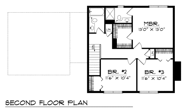 Traditional Floor Plan - Upper Floor Plan #70-151