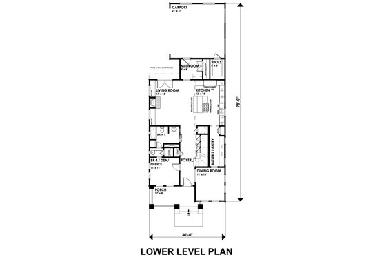 Floor Plan - Main Floor for Craftsman House Plan #30-350 - 4 bed, 4 bath