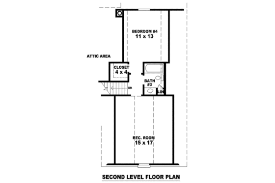 Floor Plan - Upper Floor for Colonial House Plan #81-875 - 4 bed, 3 bath