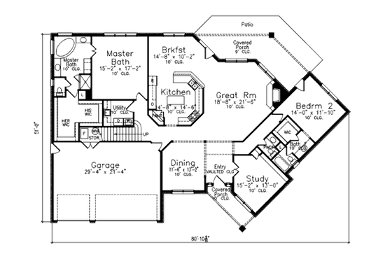 Floor Plan - Main Floor for European House Plan #52-209 - 4 bed, 4.5 bath