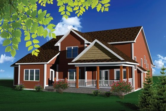 Exterior - Rear Elevation House Plan #70-1104 - 4 bed, 2 bath