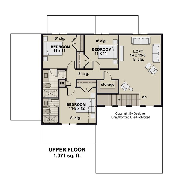 Bungalow Floor Plan - Upper Floor Plan #51-1372