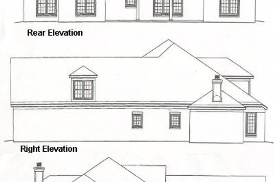 Exterior - Rear Elevation for European House Plan #81-561 - 3 bed, 2.5 bath