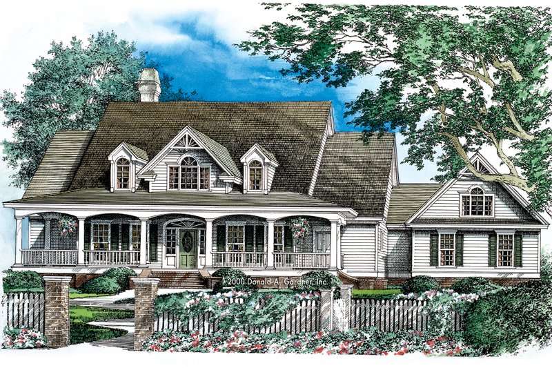 House Plan Design - Exterior - Front Elevation 3 for Country House Plan #929-18 - 4 bed, 3.5 bath