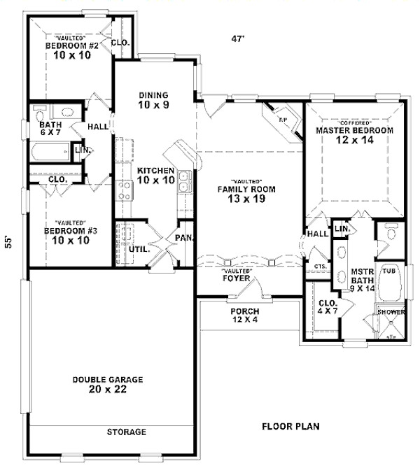 Floor Plan - Main Floor for European House Plan #81-13794 - 3 bed, 2 bath