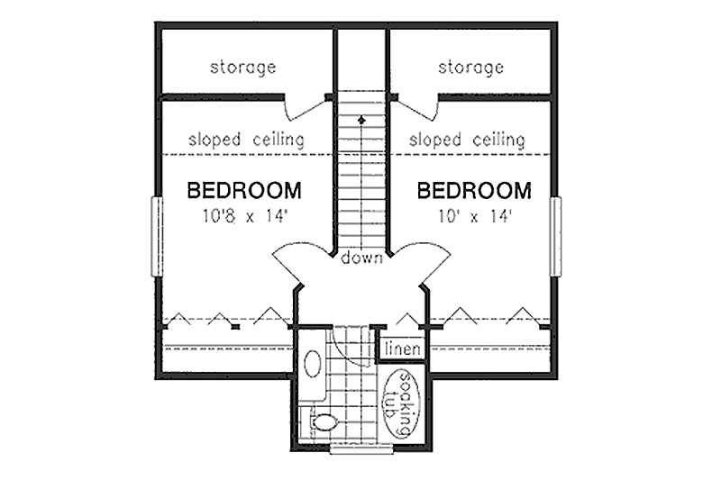 Home Plan - Floor Plan - Upper Floor for Country House Plan #18-2001 - 3 bed, 2 bath