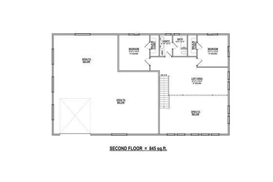 Floor Plan - Upper Floor for Barndominium House Plan #1084-19 - 3 bed, 2.5 bath