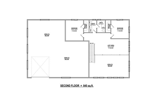 Barndominium Floor Plan - Upper Floor Plan #1084-19