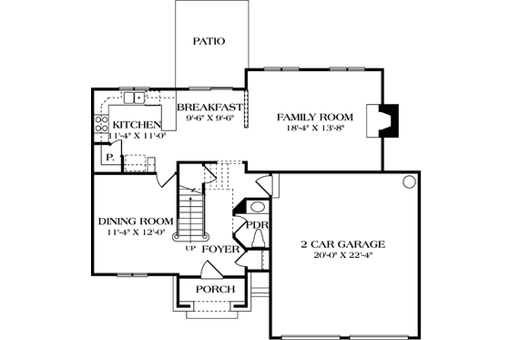 Floor Plan - Main Floor for European House Plan #453-69 - 3 bed, 2.5 bath