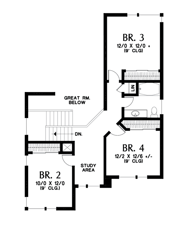 House Blueprint - Contemporary Floor Plan - Upper Floor Plan #48-1013