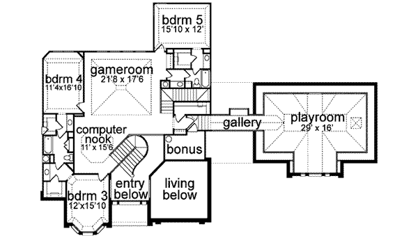 Home Plan - European Floor Plan - Upper Floor Plan #84-190