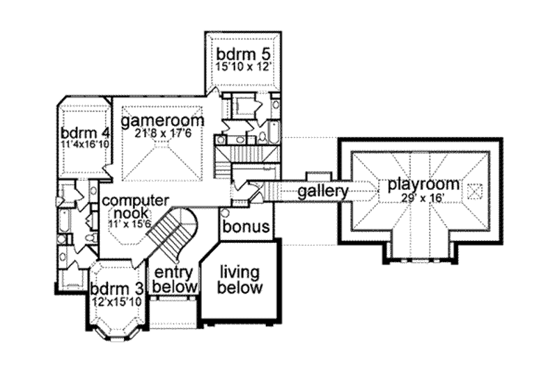 Home Plan - Floor Plan - Upper Floor for European House Plan #84-190 - 5 bed, 4 bath