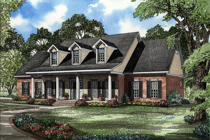 House Blueprint - Country Exterior - Front Elevation Plan #17-205