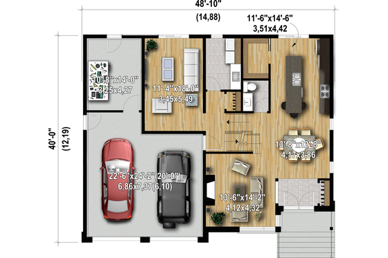 Floor Plan - Main Floor for Contemporary House Plan #25-4906 - 4 bed, 3.5 bath