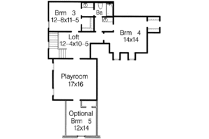 Floor Plan - Upper Floor for European House Plan #15-266 - 4 bed, 3 bath