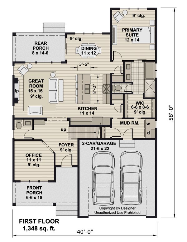 House Blueprint - Farmhouse Floor Plan - Main Floor Plan #51-1404