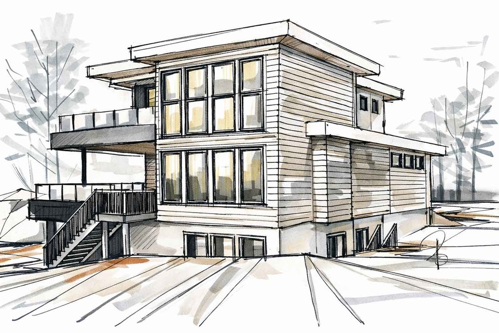 Exterior - Other Elevation 1 for Contemporary House Plan #1101-63 - 3 bed, 3.5 bath