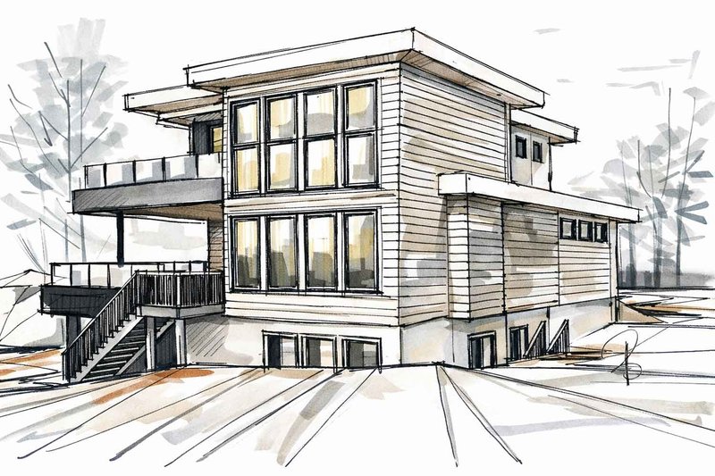 House Blueprint - Exterior - Other Elevation 1 for Contemporary House Plan #1101-63 - 3 bed, 3.5 bath