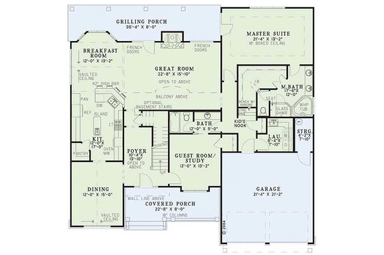 Floor Plan - Main Floor for Craftsman House Plan #17-2160 - 4 bed, 3 bath