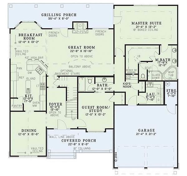Architectural House Design - Craftsman Floor Plan - Main Floor Plan #17-2160
