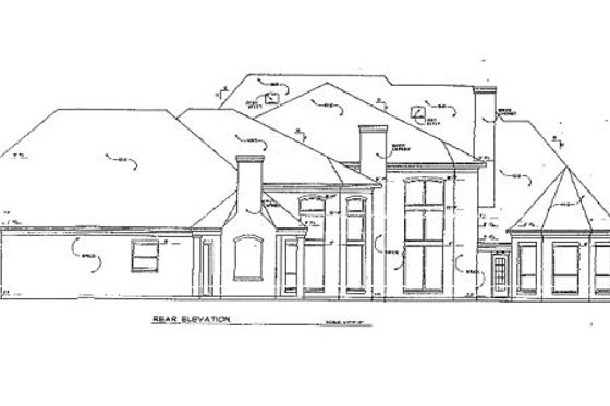 Exterior - Rear Elevation for European House Plan #141-160 - 5 bed, 5.5 bath