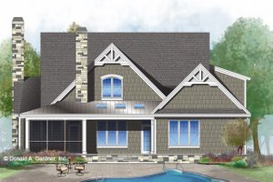 Exterior - Rear Elevation for Craftsman House Plan #929-1032 - 3 bed, 2.5 bath