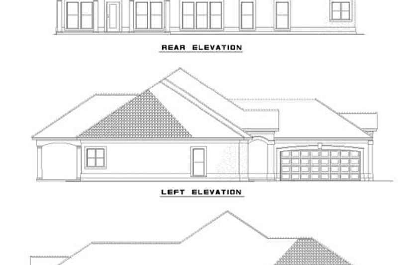 House Blueprint - Exterior - Rear Elevation for Mediterranean House Plan #17-3188 - 4 bed, 3 bath
