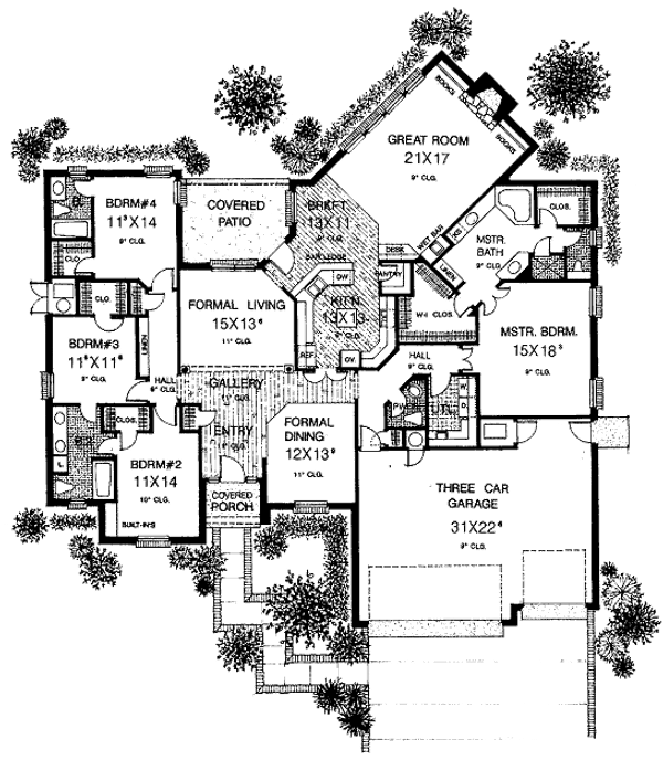 Floor Plan - Main Floor for European House Plan #310-877 - 4 bed, 3.5 bath