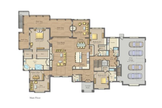 Floor Plan - Main Floor for Craftsman House Plan #1057-42 - 4 bed, 7.5 bath