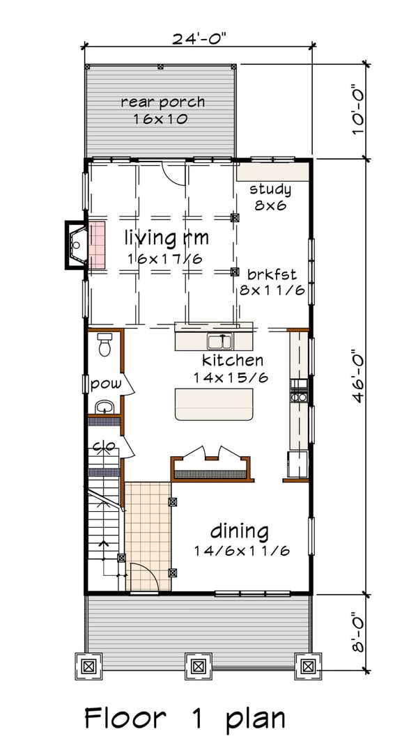 Craftsman Floor Plan - Main Floor Plan #79-317