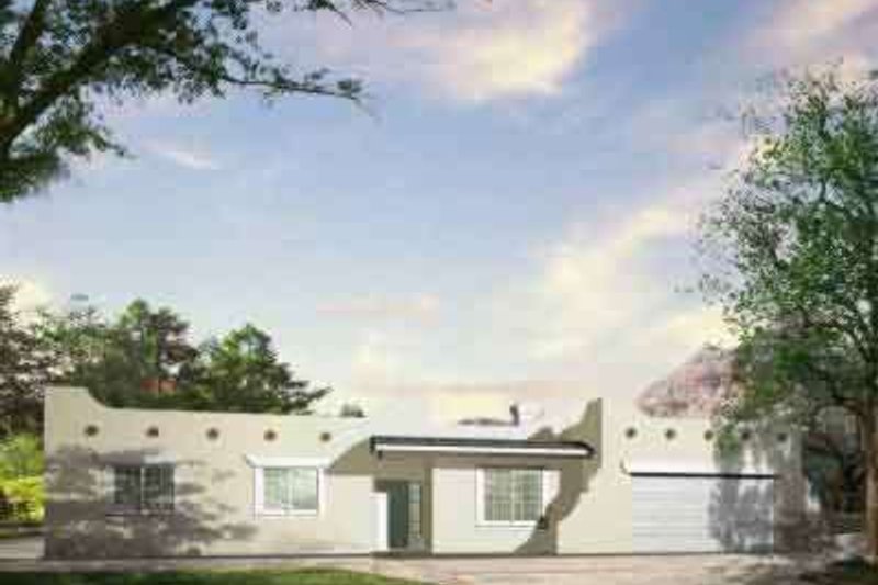 Adobe / Southwestern Style House Plan - 4 Beds 3 Baths 2023 Sq/Ft Plan #1-887